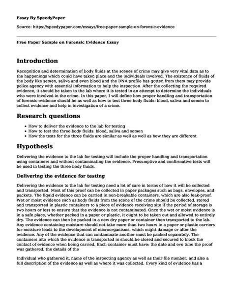 laboratory analysis of physical evidence|forensic evidence research paper.